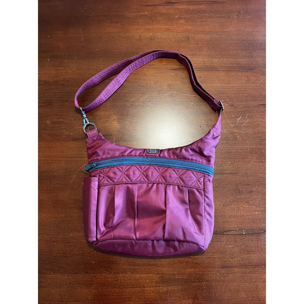 Lug V-Swing Nylon Crossbody Bag Messenger RFID Maroon Purple Pink Travel Luggage